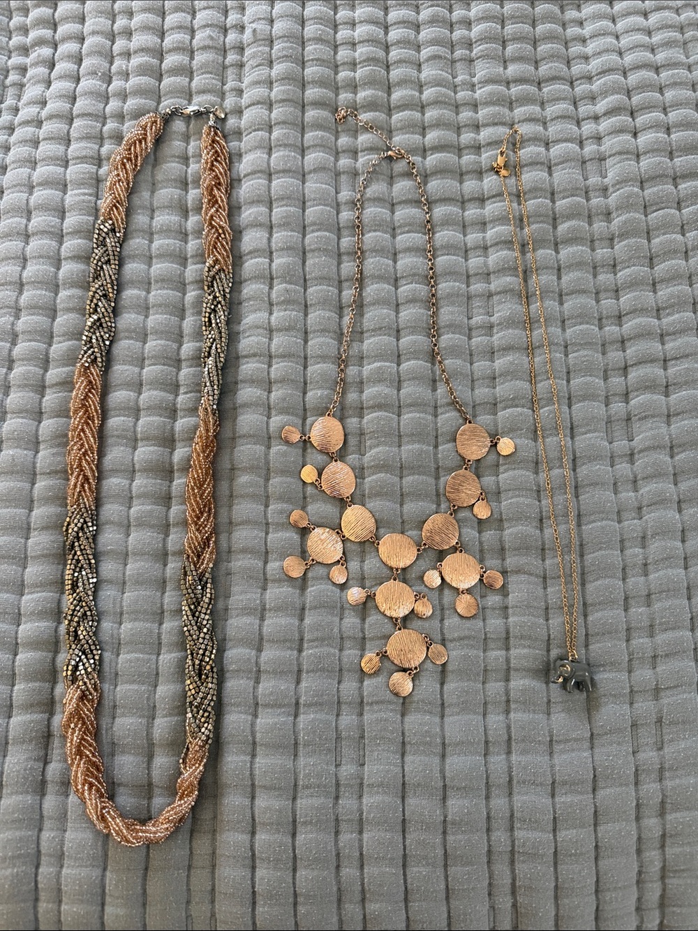 3 goldtone statement necklaces